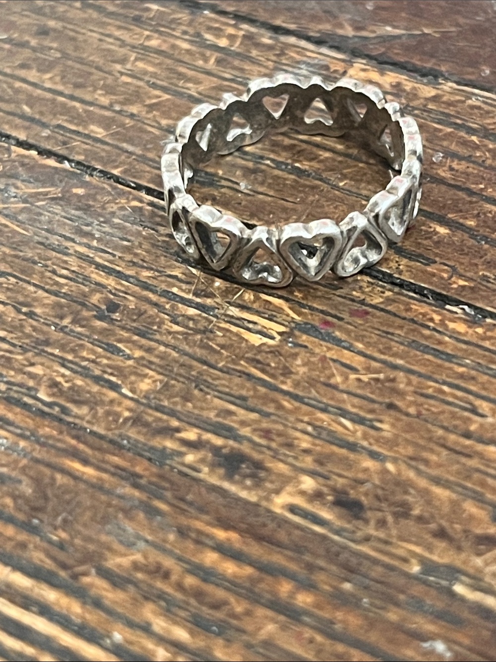 Sterling Silver Heart Link Stackable Ring - Silvers Sz  8.5,